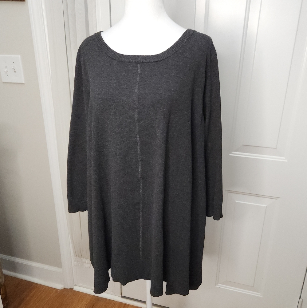 Spense Woman Charcoal Gray Loooong Tunic‎ Sweater  Size 1X Plus